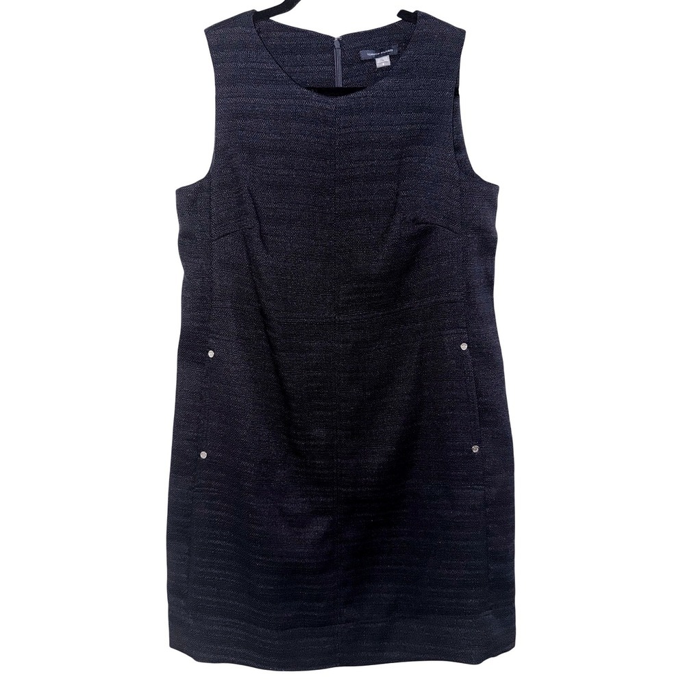 Tommy Hilfiger Prep Office Dark Academia Women 8 Navy Blue Sleeveless Dress NWT